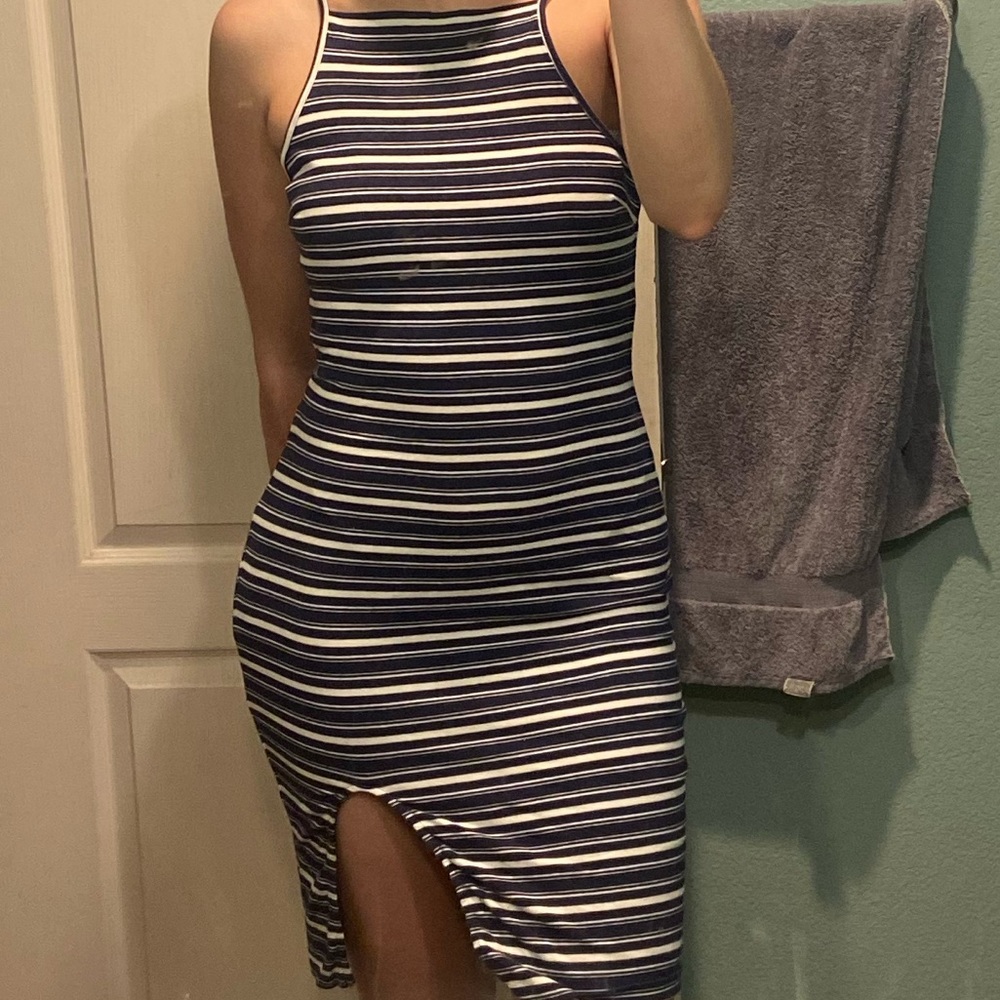 Blue & white striped dress